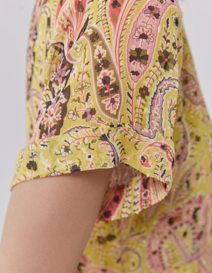 Robe jaune imprimé summer cachemire Femme-3