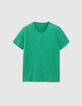 Men’s petrol organic cotton Essential V-neck T-shirt-5
