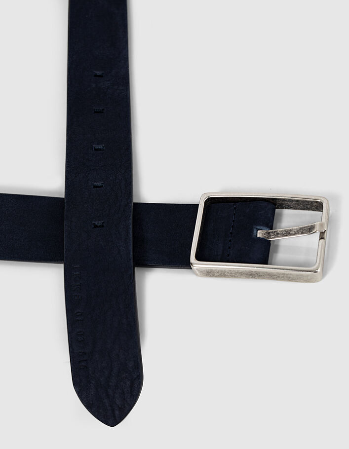 Cinturón azul marino de cuero nobuk Hombre-3