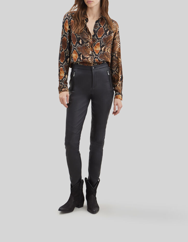 Pure Edition &ndash; Braune Damenbluse mit Python-Rock-Print-5