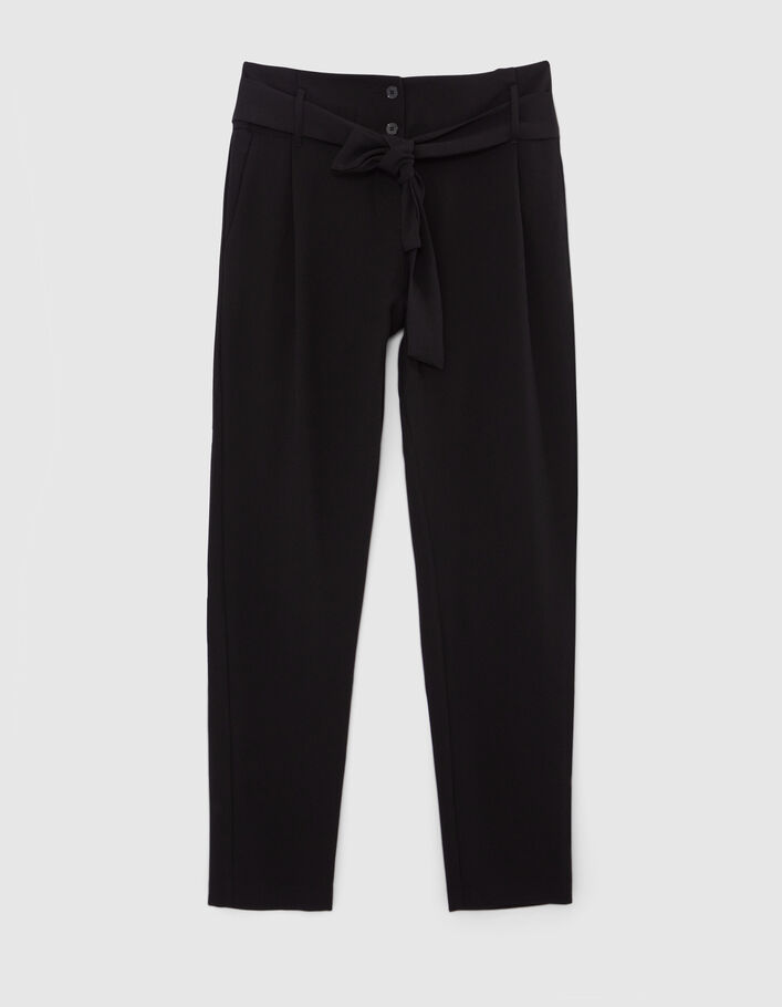 Pantalón de crepé negro talle alto mujer-6
