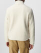 Sweat blanc sherpa col et poches zipp&eacute;es Homme-3