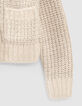 Cremewei&szlig;e M&auml;dchenstrickjacke mit Lurex-Verzierung-6