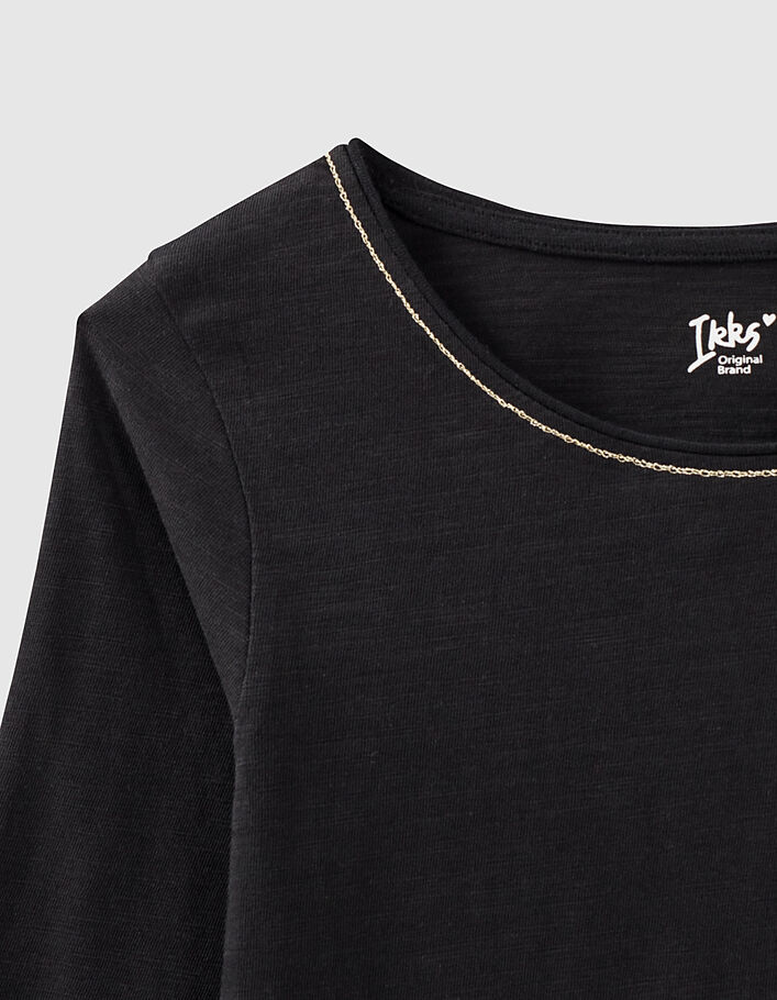 Girls’ black Essentials embroidered IKKS T-shirt - IKKS