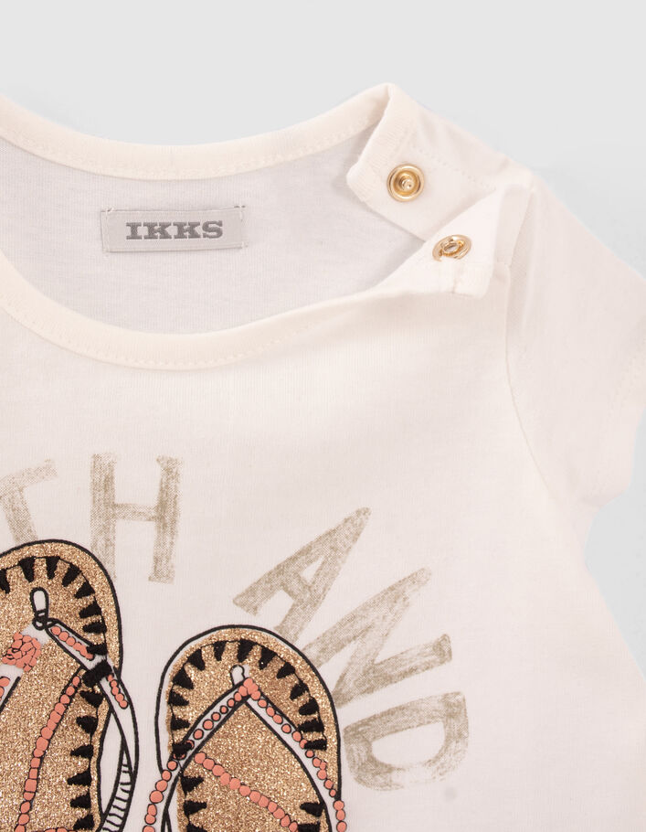Baby girls' off-white flipflop image T-shirt - IKKS