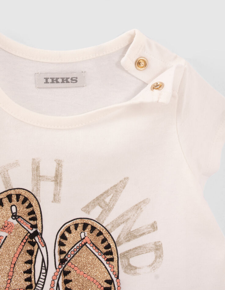 Baby girls' off-white flipflop image T-shirt-5