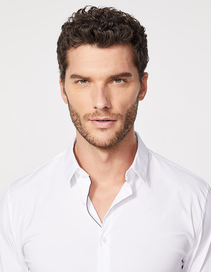 Men's white SLIM shirt with French cuffs - IKKS
