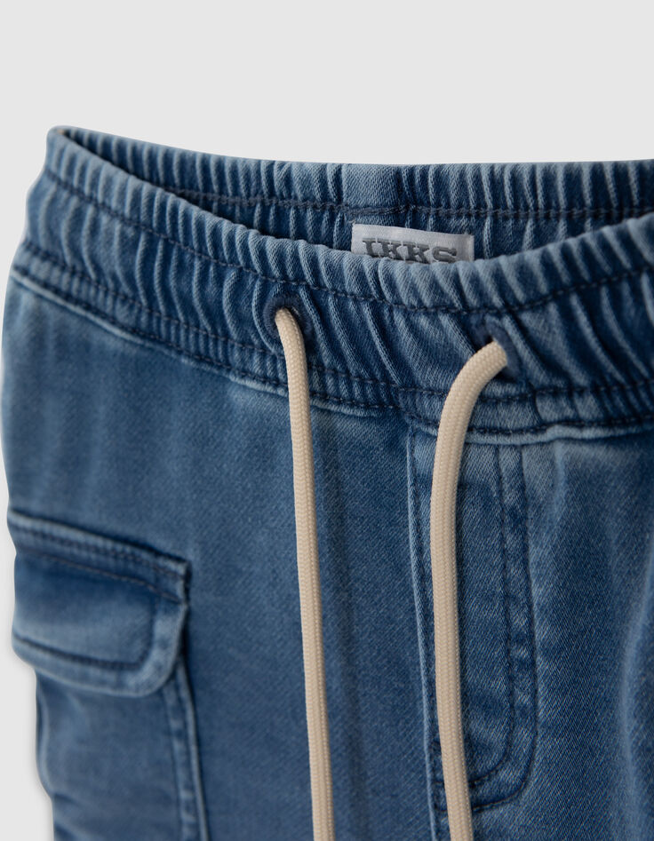 Baby boys’ blue denim CARGO elasticated waist Bermudas-7