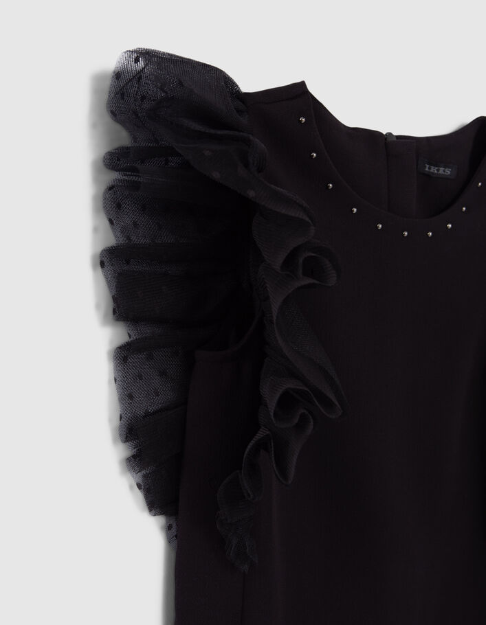 Schwarzes Mädchenrüschenkleid aus Tüll - IKKS