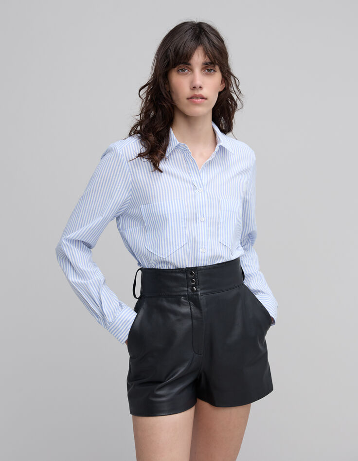 Women's blue white striped shirt-2