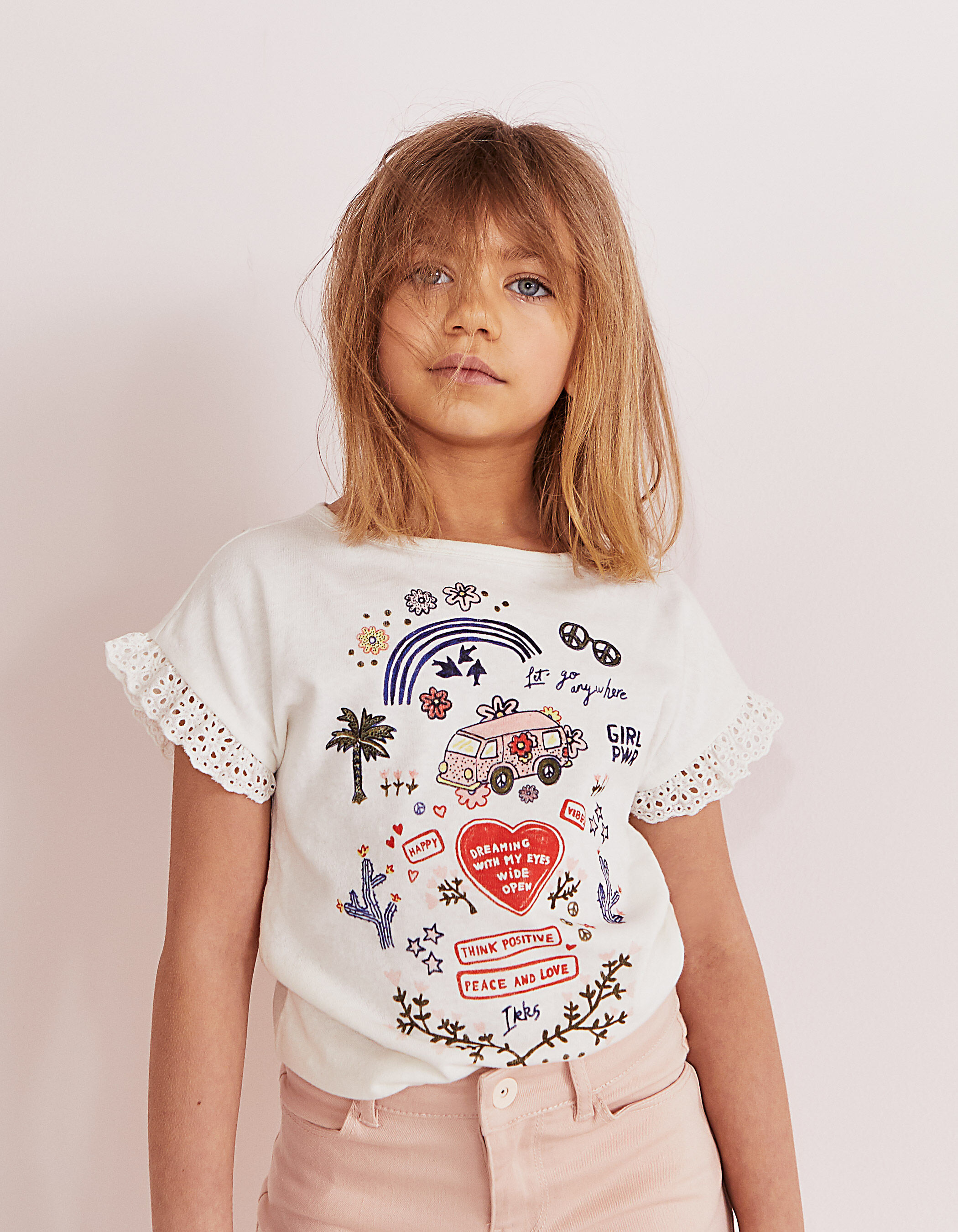 Girls off white THINK POSITIVE T shirt