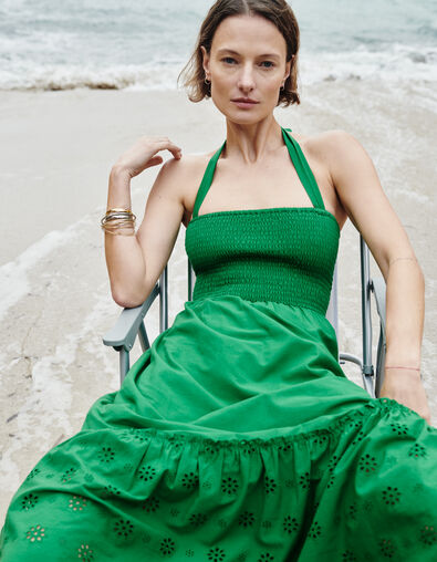 Mujer vestido sin tirantes con espalda fruncida - IKKS
