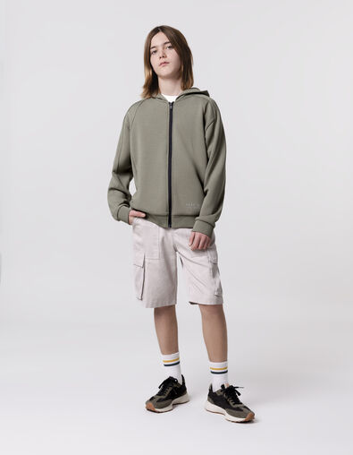 Cardigan relaxed kaki zippé molleton garçon - IKKS