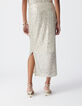 Sequin-embroidered silver midi skirt Women-4
