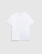 T-shirt blanc coton bio tennis flocage raquette gar&ccedil;on-3