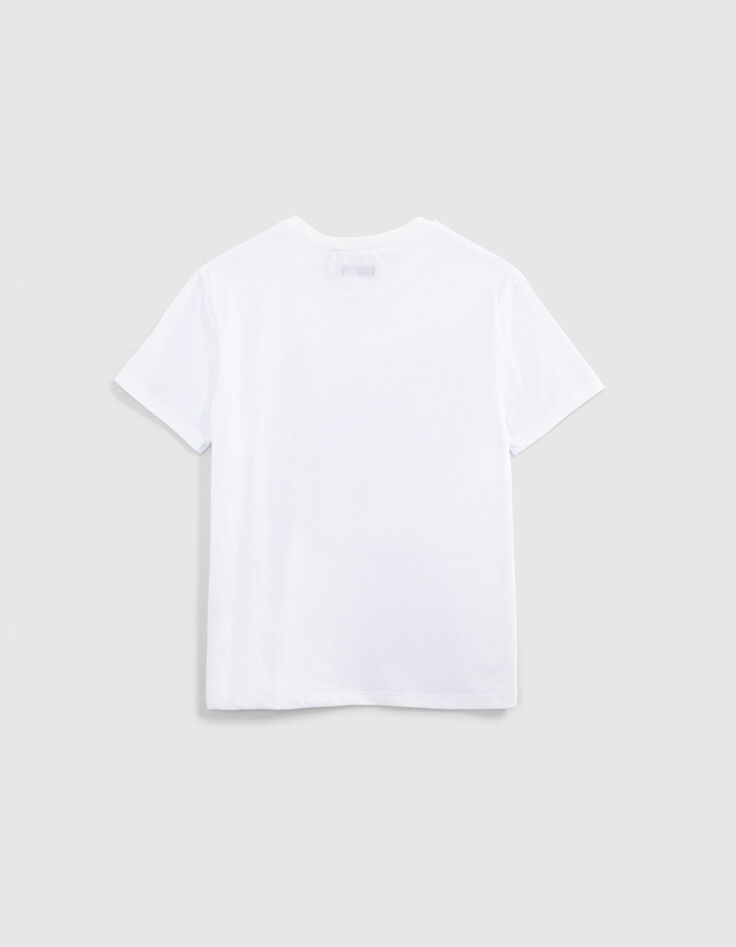 T-shirt blanc coton bio tennis flocage raquette gar&ccedil;on-3