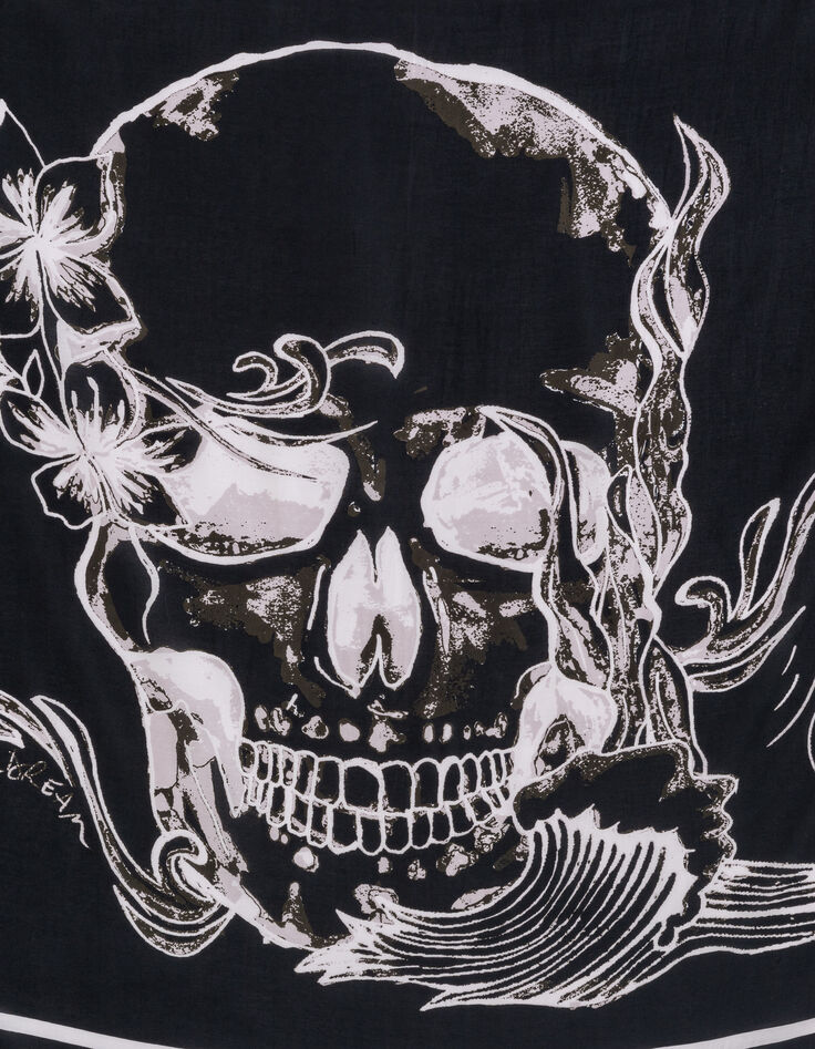 Foulard carré noir visuel maxi tête de mort Femme-2