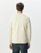 Pull écru tricot relief col rond Homme-3