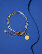 I.Code gold-tone metal fine chain bracelet with charm-4