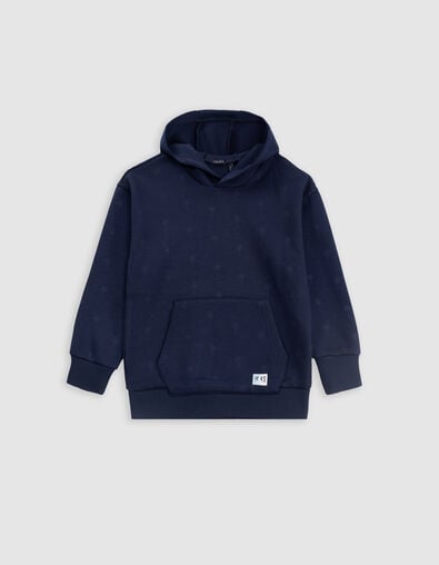 Sweat marine &agrave; capuche motif palmiers gar&ccedil;on - IKKS