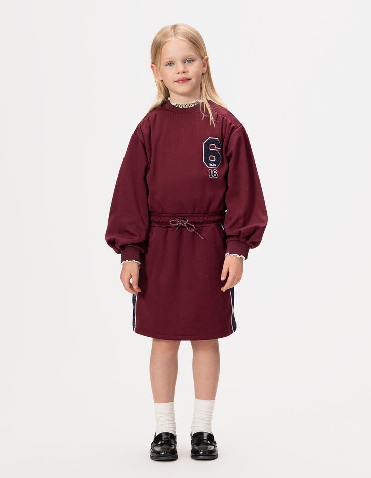 Robe bordeaux esprit sport bandes côtés fille-2
