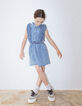 Blaues Mädchenjeanskleid mit Rüschen-3