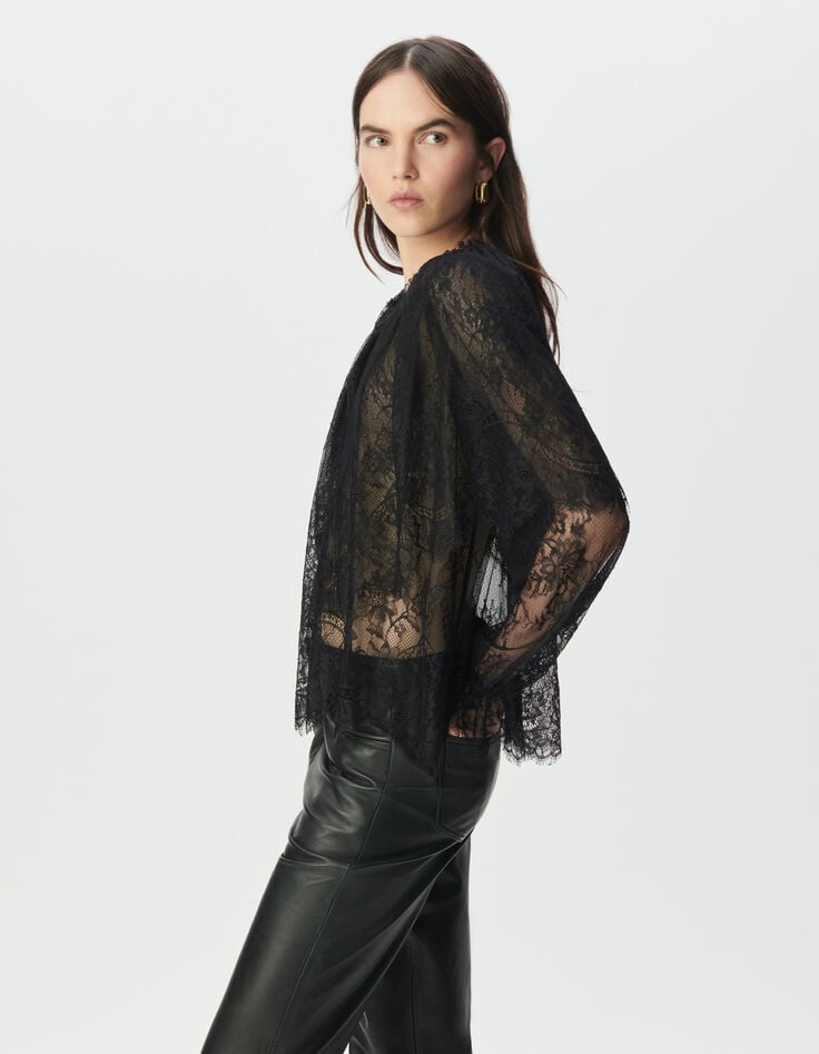 Blouse noire dentelle large volant Femme-5 Blouse noire dentelle large volant Femme-5