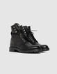 Boots rangers noires cuir grainé décor microbilles Femme-4