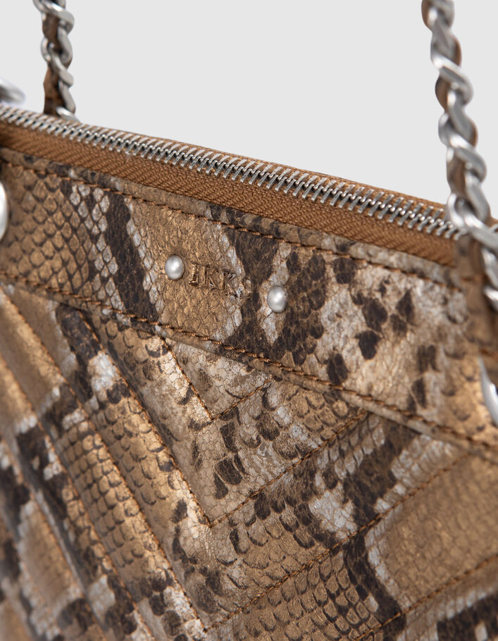 Women's gold leather python-look 1440 Reporter clutch bag - IKKS