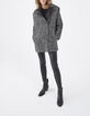 Women’s black wool blend coat with faux leather collar-5