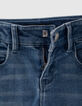 Blaue Skinny-Mädchenjeans mit dezenten Perlen seitlich-6