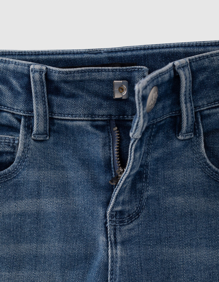 Blaue Skinny-Mädchenjeans mit dezenten Perlen seitlich-6