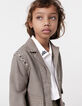 Khaki safari jacket maxi back embroidery for girl-1