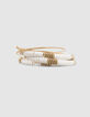 Bracelets perles blanches et m&eacute;tal dor&eacute; fille-1