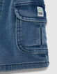 Baby boys’ blue denim CARGO elasticated waist Bermudas-5