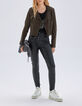Pantalones skinny negros rock botones presión mujer-5