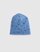 Baby’s blue+rock print organic cotton reversible beanie-5