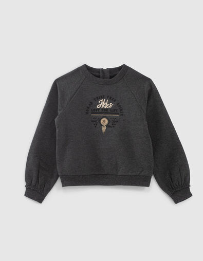 Girls’ grey marl embroidered sweatshirt - IKKS