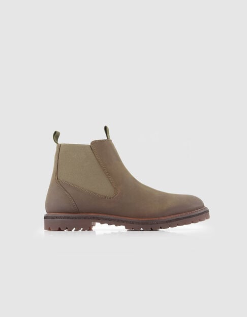 Chelsea boots beiges cuir semelles crant&eacute;es Homme - IKKS