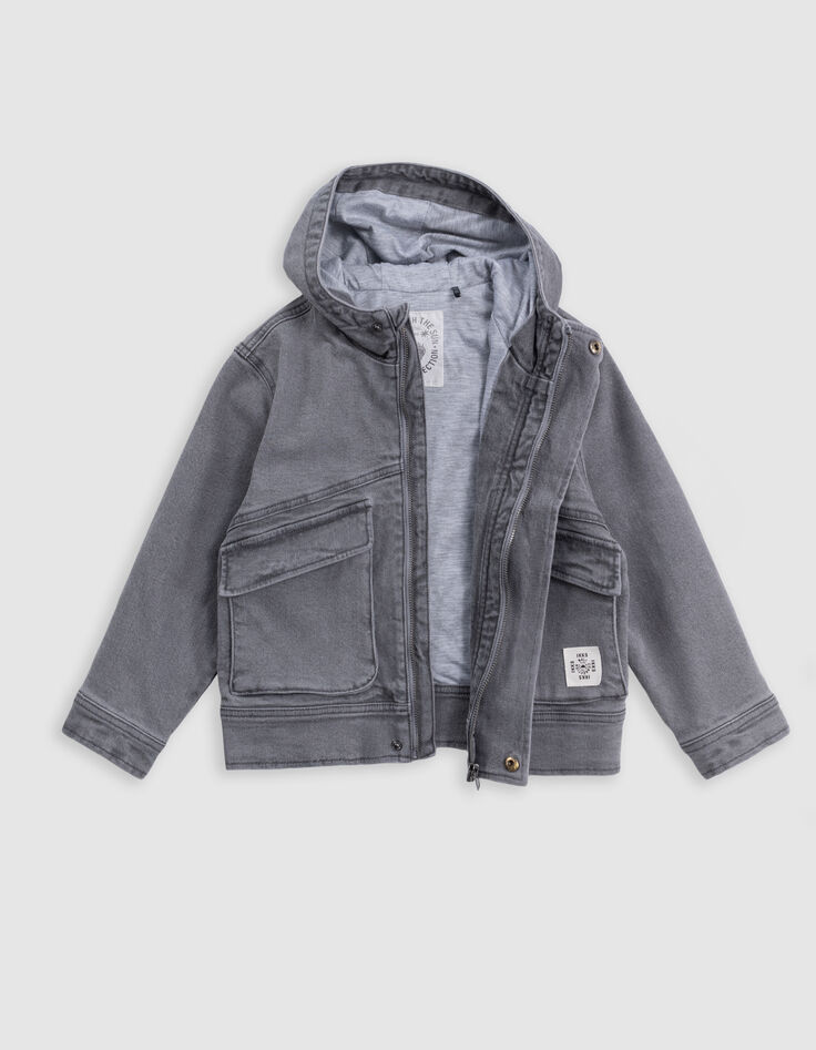Chaqueta vaquera gris capucha niño-9