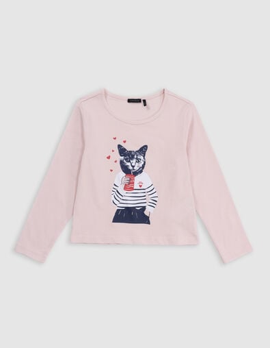 Camiseta rosa algod&oacute;n gato marinera ni&ntilde;a - IKKS