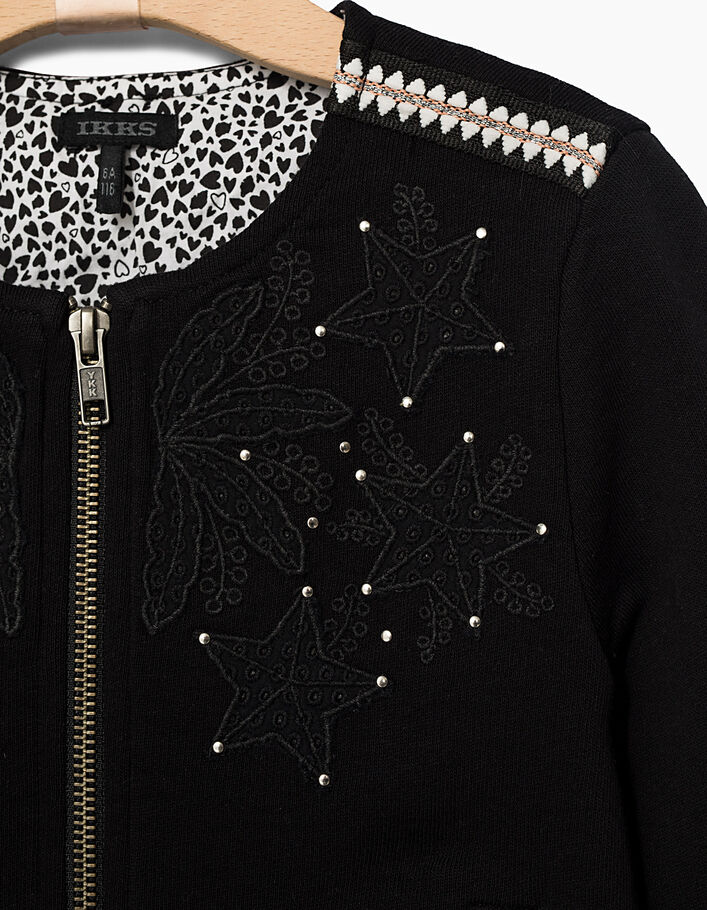 Girls’ black embroidered cardigan - IKKS
