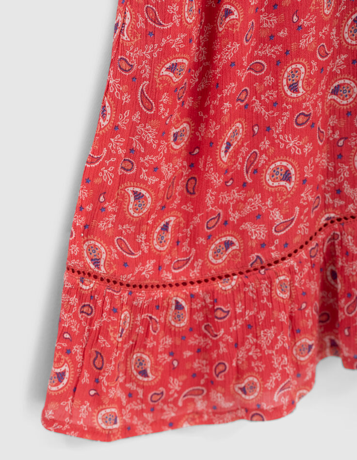 Girls' red paisley print Lenzing™ Ecovero™ viscose long dress-6