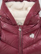 Bordeaux metallic gevoerde pufferjas met kap babymeisjes-4