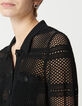Schwarze durchbrochene STRICKJACKE für Damen, kurz-4
