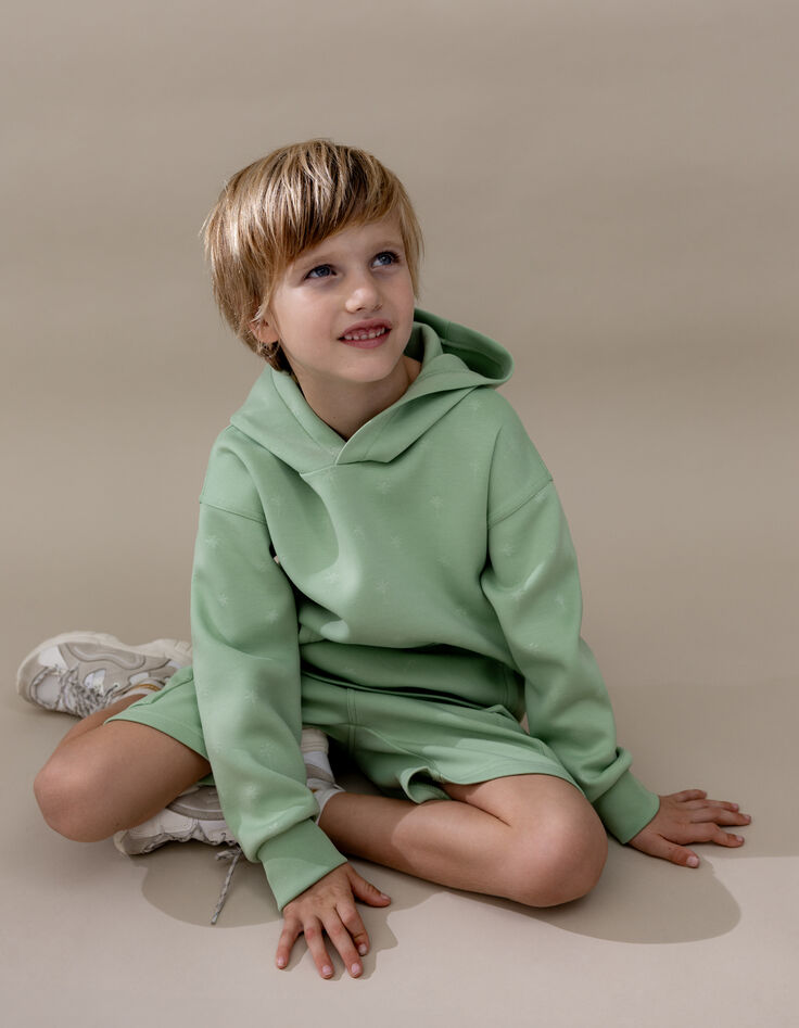 Sweat vert à capuche motif palmiers garçon-2