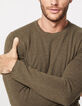 Pull kaki col rond en cachemire Homme-4