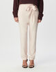 Pantalón de traje rosa cintura asimétrica mujer-3