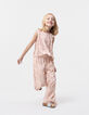 Pantalon rose imprimé cachemire floral fille-1