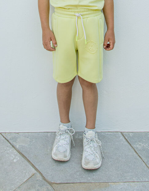Boys’ lime green embossed image recycled Bermuda shorts